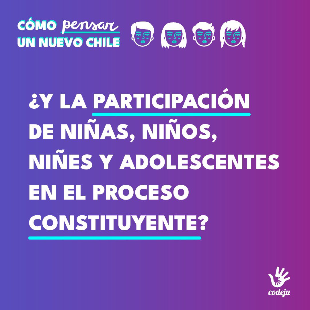 CodejuCL's tweet image. Iniciamos octubre preguntándonos: ¿Y la participación de niñas, niños, niñes y adolescentes en el proceso constituyente? ¿Por qué una persona de 14 es responsable de hechos delictivos pero no tiene edad para participar con voz y voto? Cc: @Pa__tty