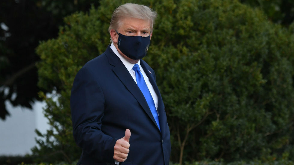 thehill's tweet image. WATCH LIVE:  President Trump departs Walter Reed after being treated for COVID-19 hill.cm/nXDZ30O