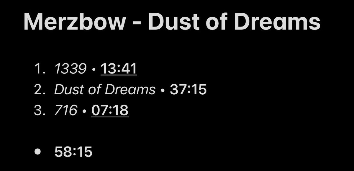 43/108: Dust of DreamsI have literally nothing to say about it plus I’m tired. So if you want a decent Ambient Noise album, go listen to it but it’s honestly not really good.