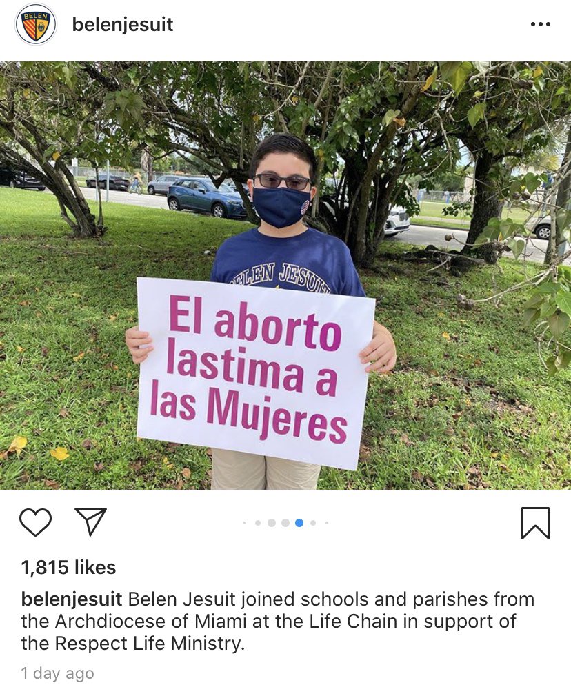 Miami all-male Roman Catholic prep school  @BelenJesuitNews wants to control women& #39;s bodies, posts about it on Instagram and then turns off commenting   #BecauseMiami