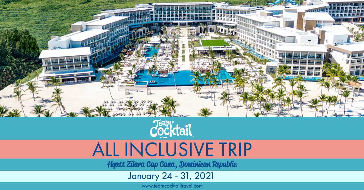If you like to have fun you should join us on the Team Cocktail All Inclusive trip to Hyatt Zilara Cap Cana in January!! Details at teamcocktailtravel.com!