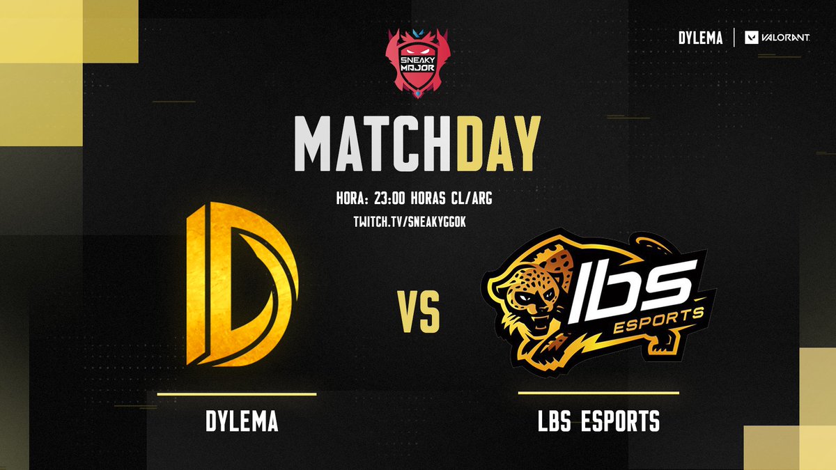 DylemaGG's tweet photo. VALORANT | #SneakyMajor

Hoy es la tercera fecha de la #SneakyMajor contra LBS Esports donde lucharemos por el cupo para la próxima fase. 🔥

 🆚 @lbsesports  
⏰23:00 Hrs.  🇨🇱🇦🇷
🏆SneakyMajor / @sneakyggok
 🖥 Transmisión: https://t.co/hxkQWmGhlB 

¡Vamos con todo!
#GoDylema👊 https://t.co/CeBF3yb9Xc