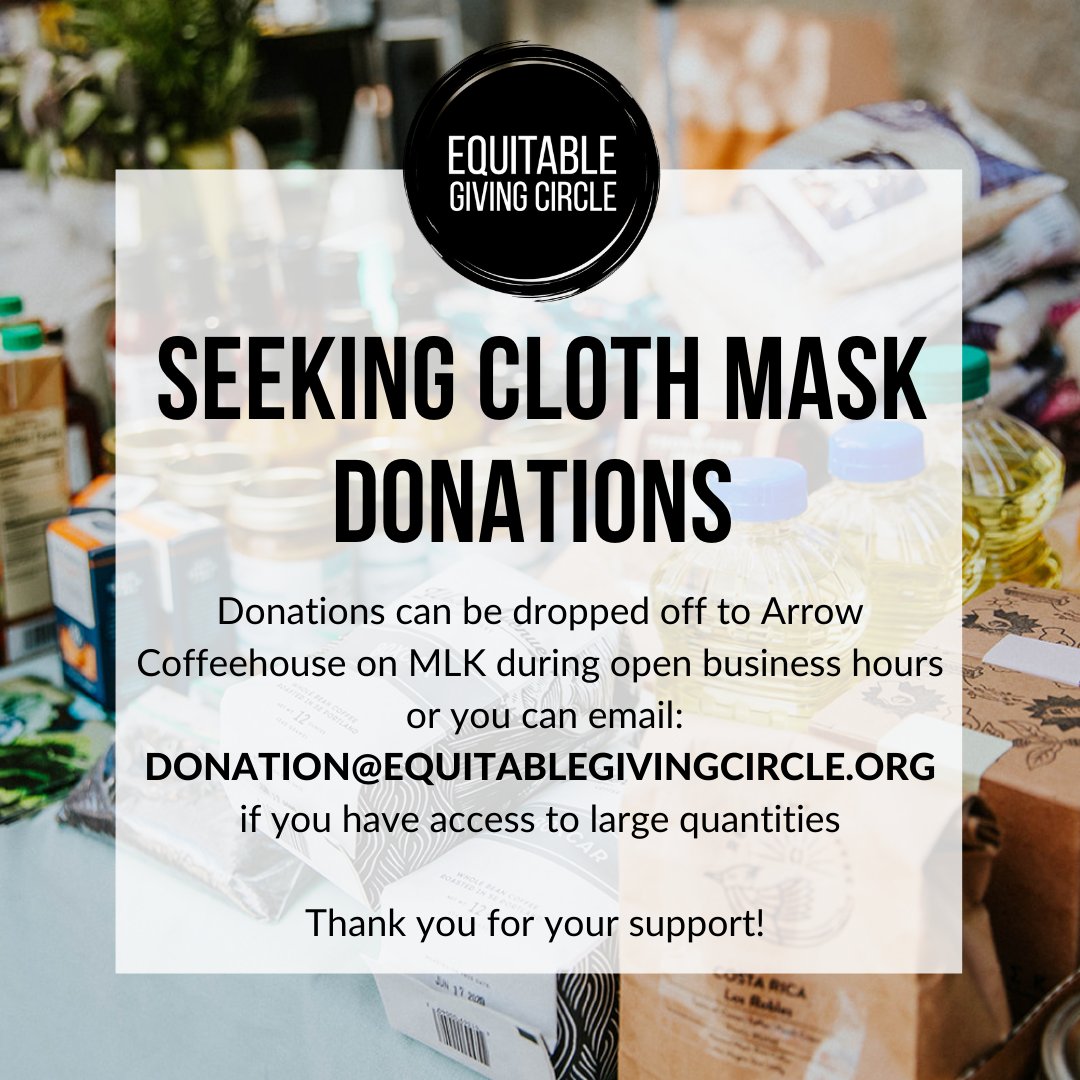 equitablegiving's tweet photo. We are collecting re-useable, cloth #maskdonations to gift to the #BIPOC families & community members we support through our work. If you are a prolific sewer, craft person, or have access to large quantities of #masks, please consider donating make to #EquitableGiving Circle! https://t.co/KrmS5hKQ4O