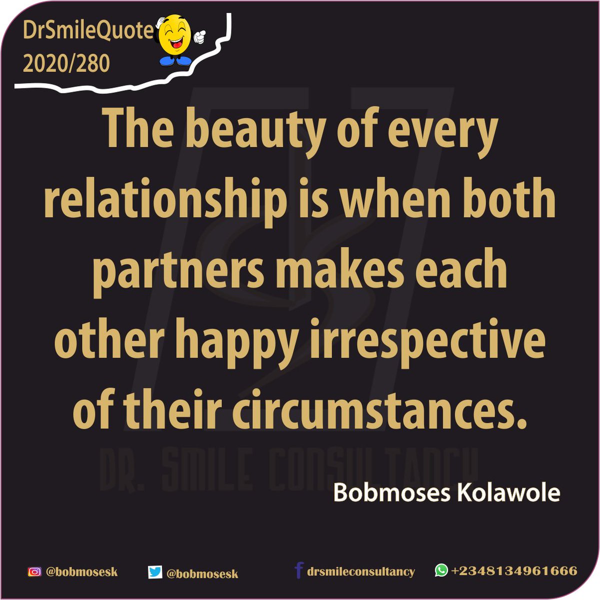 bobmosesk's tweet photo. #DrSmileQuote
#2020/280
#holyspiritinspires
#ItsaboutRelationship
#makeitwork
#StayCommitted
@bobmosesk @minister_grace https://t.co/Cxw8UIxF4D