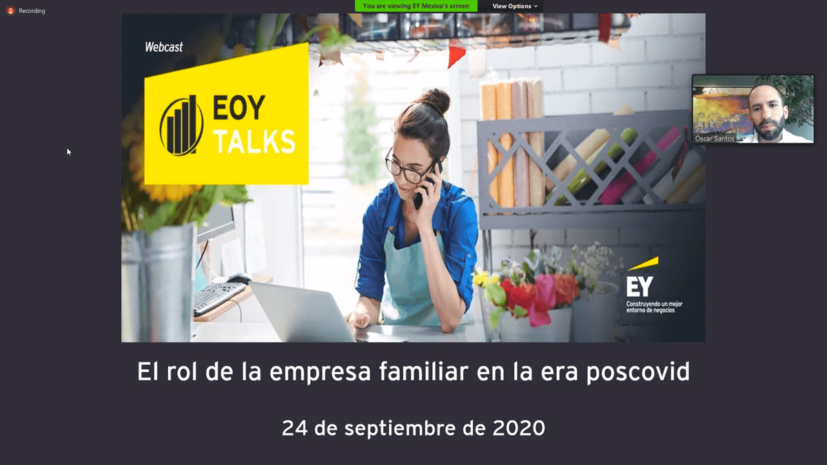 EYMexico's tweet photo. Oscar Santos, #SocioEY Líder del Comité de Vinculación Estratégica, inauguró la cuarta sesión de #EOYtalks: el rol de la empresa familiar en la era poscovid. https://t.co/2JdNOEhgwK