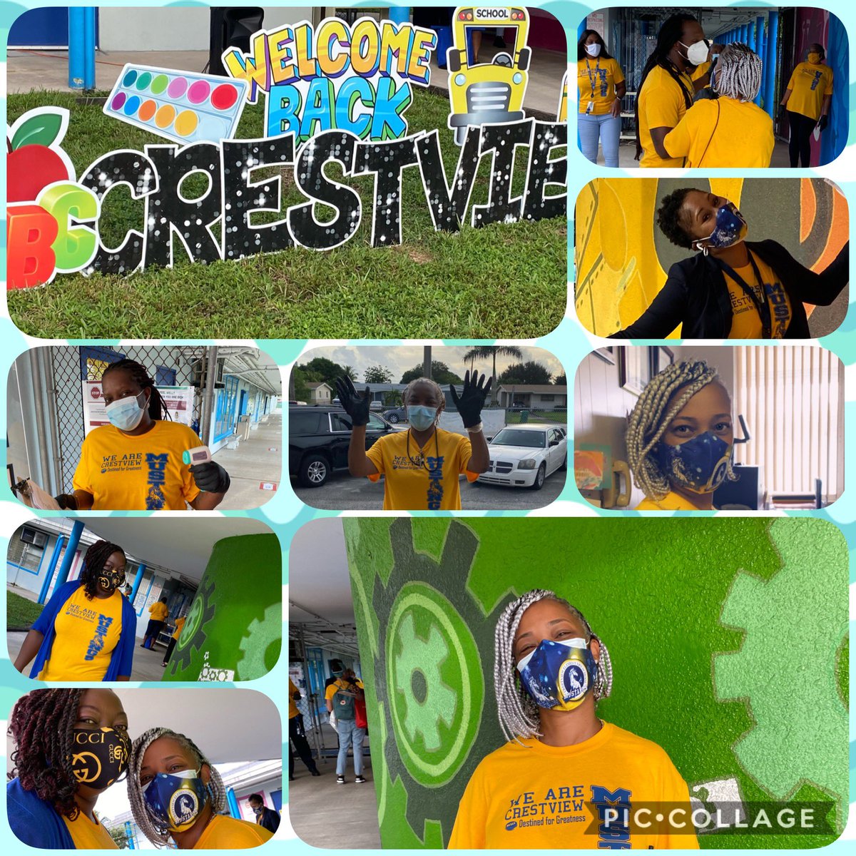 CrestviewES's tweet photo. What an incredible first day back for our students!!! We were extremely excited to see our Mighty Mustangs 🐎! #reopeningsmart #returningsafe #DestinedforGreAtness #Reset2020 https://t.co/nmhLV1KbzY