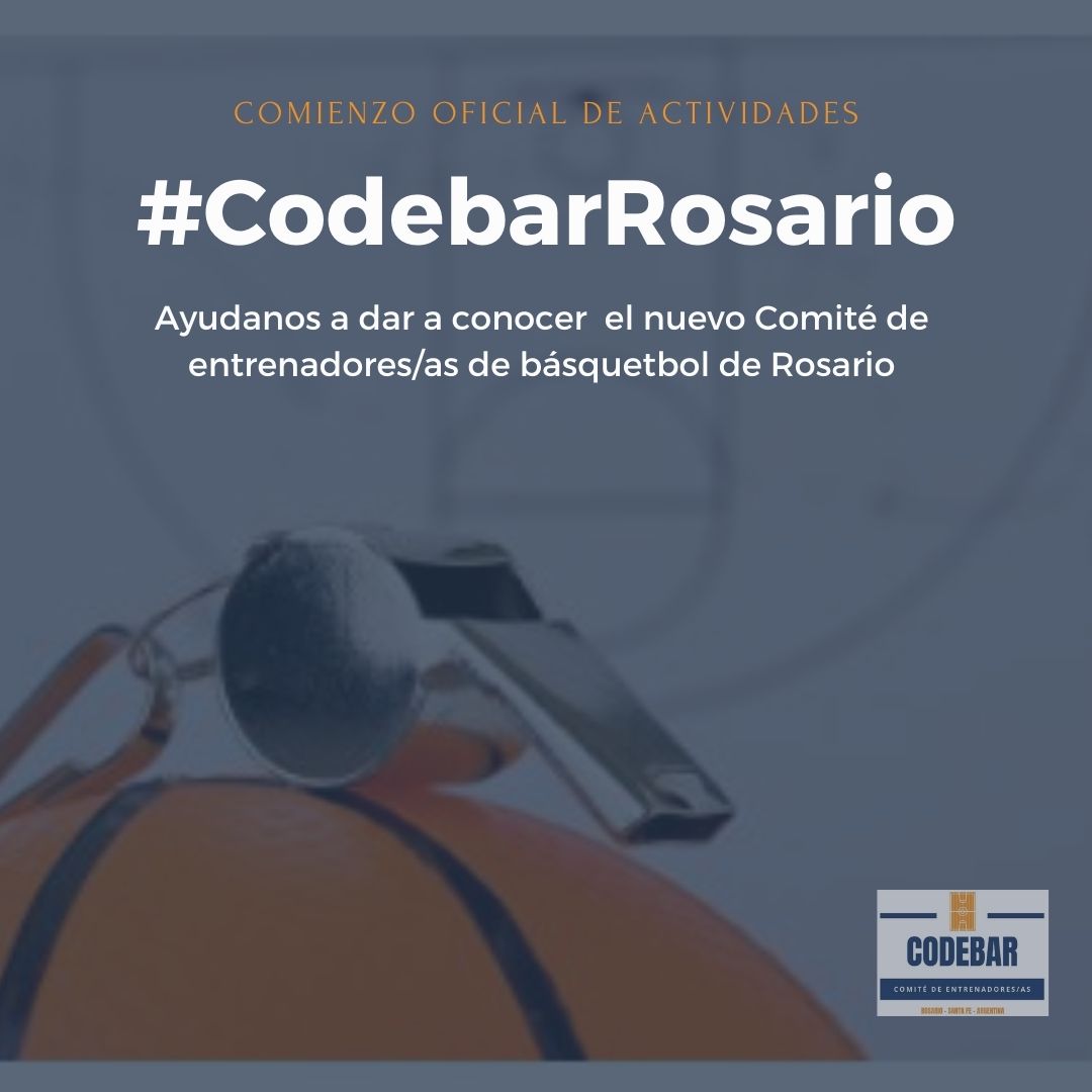 Oficialmente damos inicio a nuestras actividades como CODEBAR. En próximos días comenzaremos una campaña de afiliación para entrenadores y entrenadoras.
 Hasta entonces, contamos con el apoyo de las y los colegas y familia del básquetbol para darle difusión a #CodebarRosario