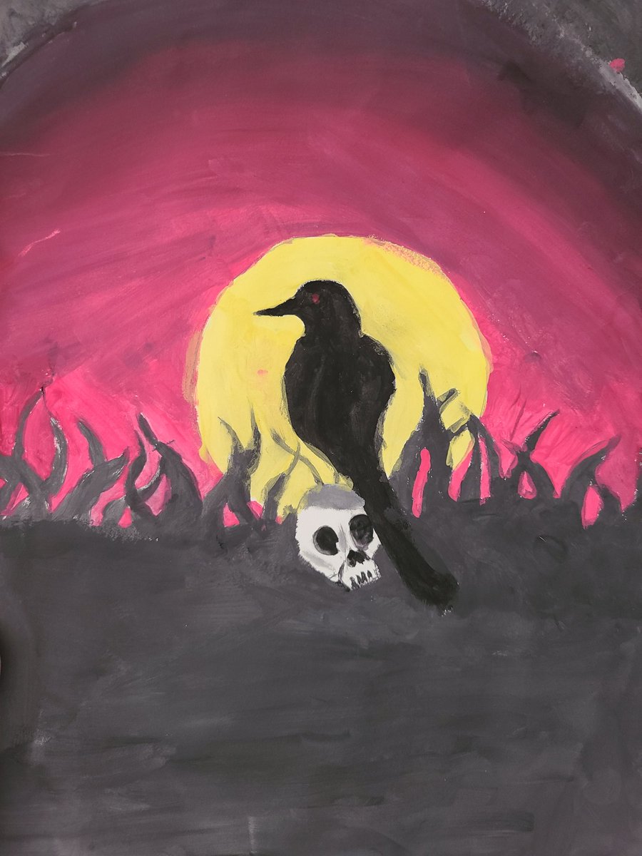 DVisualart's tweet photo. These 7th grade Halloween inspired art pieces are giving me life!! @Dade_Middle @dade_schools https://t.co/FNCf25ongX