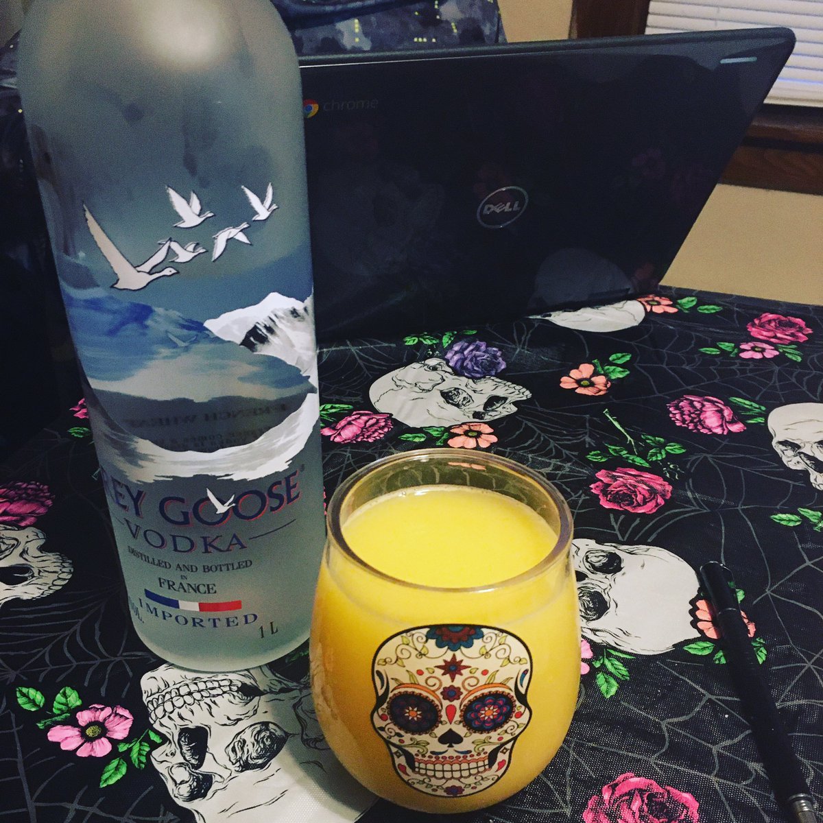 coffeentaco's tweet photo. Remote learning brought to you in part by @GreyGoose. #remotelearning #mommyslittlehelper #skullsandroses #sugarskull #homeworkhelp #greygoose https://t.co/2v4FPGZoJA