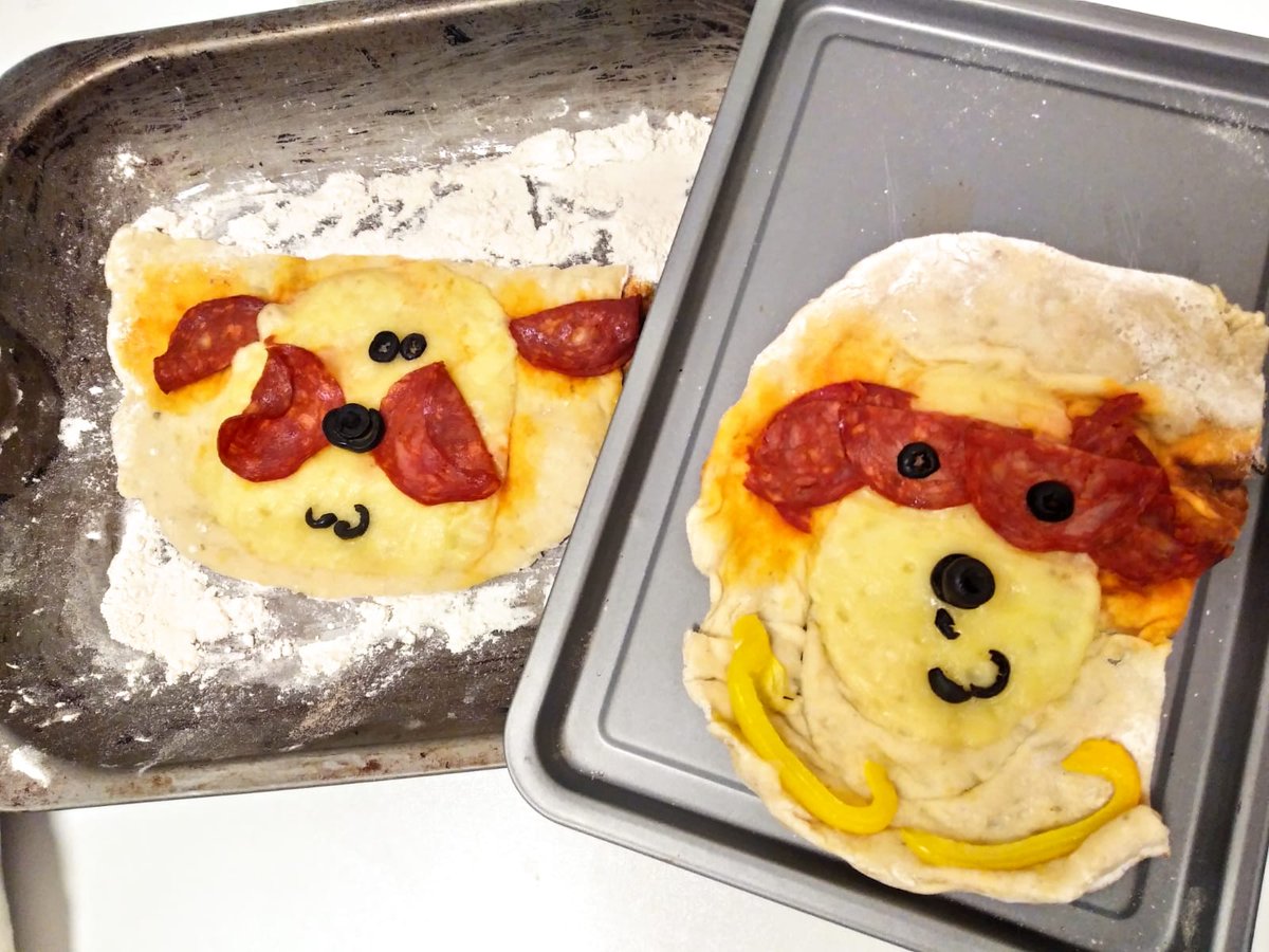 In the latest from the Merton MCR pizza challenge, the Italian household crafted some pieces inspired by 1) the crest &amp; 2) Merton's much-adored puppy Geoffrey Biscuit <a href="/TheNotoriousGB1/">Geoffrey Biscuit</a>! A great household ice-breaker, after the first (very stimulating!) meeting with my supervisor