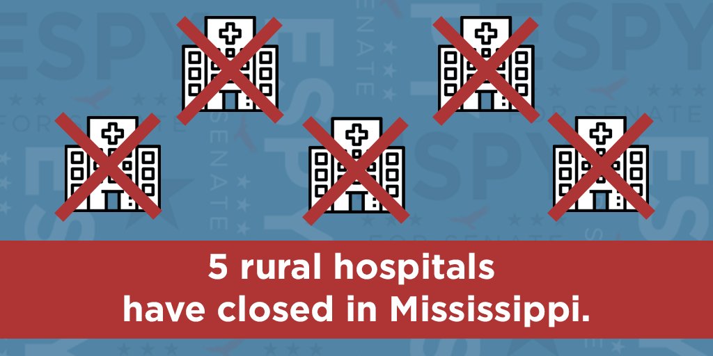 . @CindyHydeSmith wants to strip away Medicaid expansion — a proven solution to help our rural hospitals.Under her leadership, our rural hospitals are facing more closures and financial stress. Five rural hospitals have closed in the last few years. FIVE!