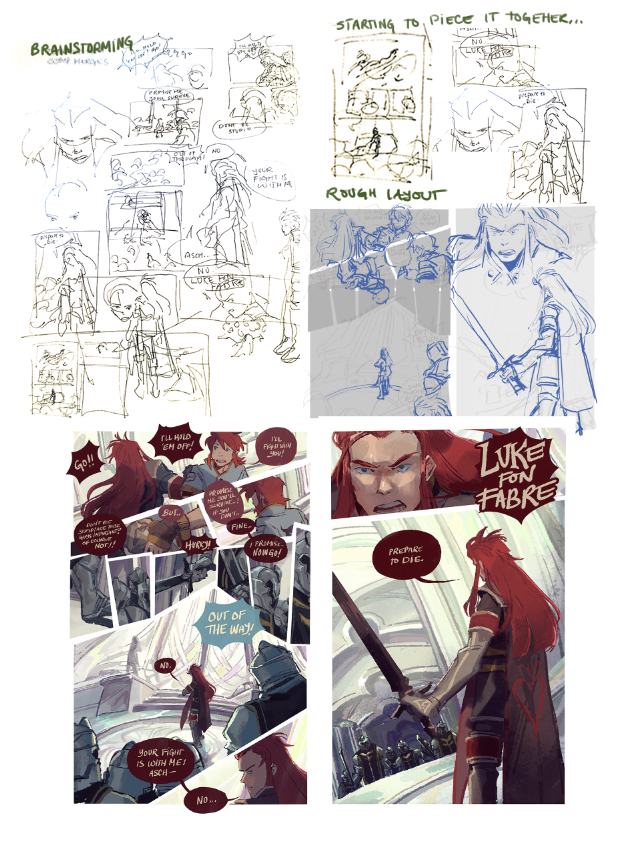 some pretty lq images i slapped together to explain my comics layouting process on tumblr LOL :') 