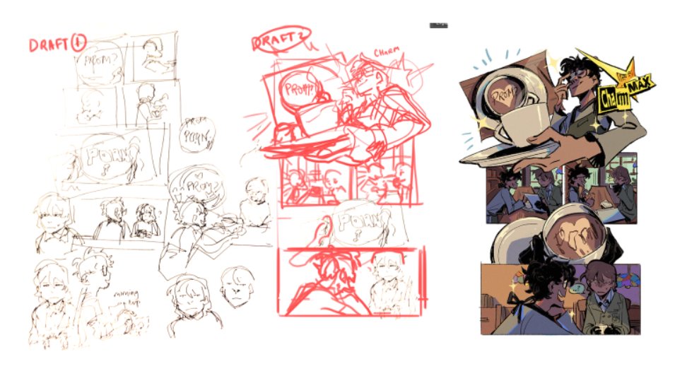 some pretty lq images i slapped together to explain my comics layouting process on tumblr LOL :') 