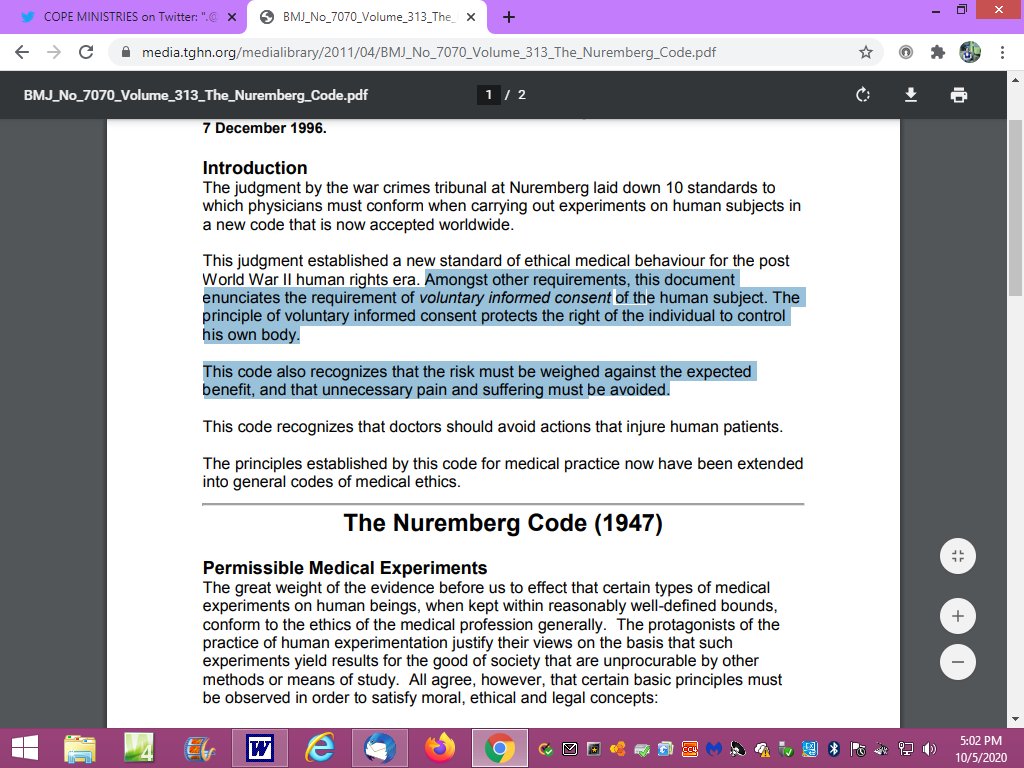 Also,  @MedicinaW failure to disclose known/knowable risks is a violation of the Nuremberg Code regarding informed consent. Breathwork is experimental.  https://twitter.com/heal247/status/1313267408509915136