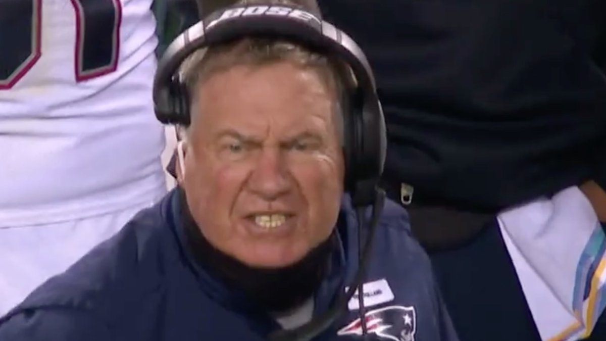SBNation's tweet photo. Bill Belichick is HEATED 

@patspulpit https://t.co/rQbd3QmMND