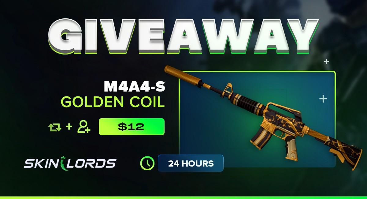 SkinLords's tweet photo. M4A1-S Golden Coil 24H Giveaway!

✅ Claim a free bonus: https://t.co/YFegDNAiWq
✅ Retweet
✅ Follow us
✅ Tag a friend

Winner selected in 24 hours! Good luck! #csgogiveaway https://t.co/Rp9xQoqrXL
