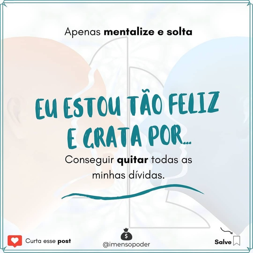 ImensoPoder's tweet image. Está cheio de dúvidas para pagar? Mentalize essa afirmação, e terá elas todas quitadas em menos de um mês. 😉 

Foi assim comigo. Quitei minhas dúvidas bem menos que isso. Apenas afirme com fé, e as dúvidas vão embora.👊😉

#bomdia .