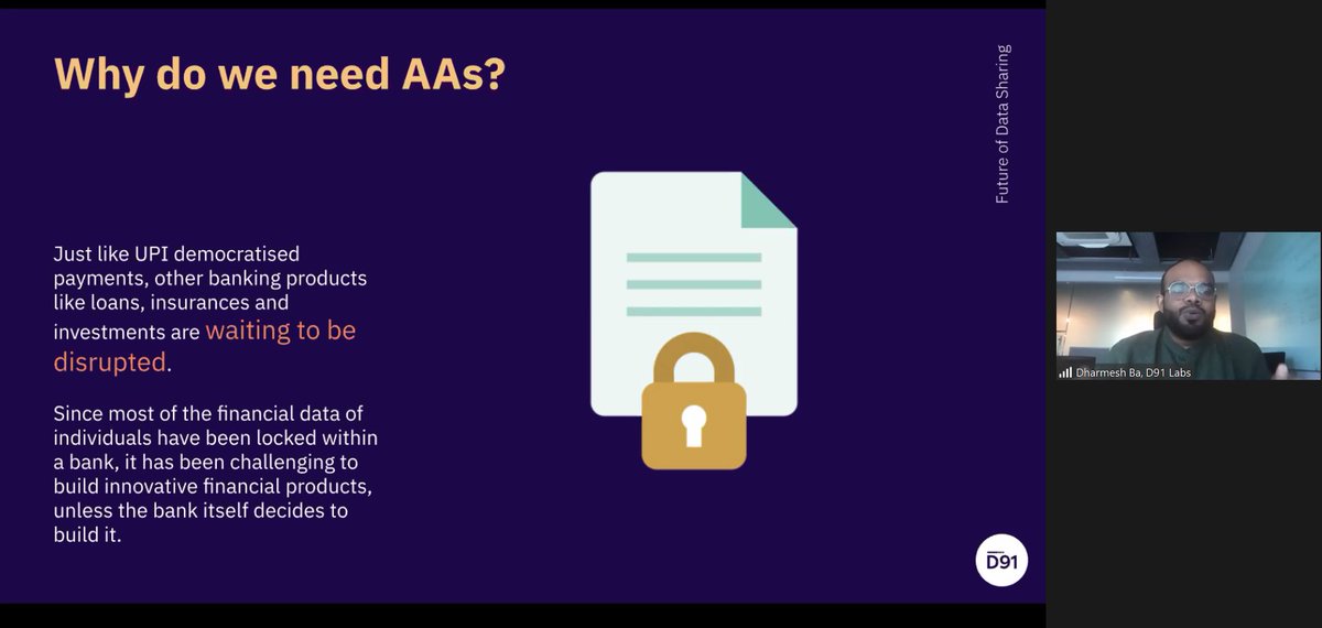 Parallelhq_'s tweet image. Now @dharmeshba from @d91labs is up with Account Aggregators 101 and how they&apos;re going to disrupt the fintech ecosystem.

#FutureOfDataSharing #DesignJam