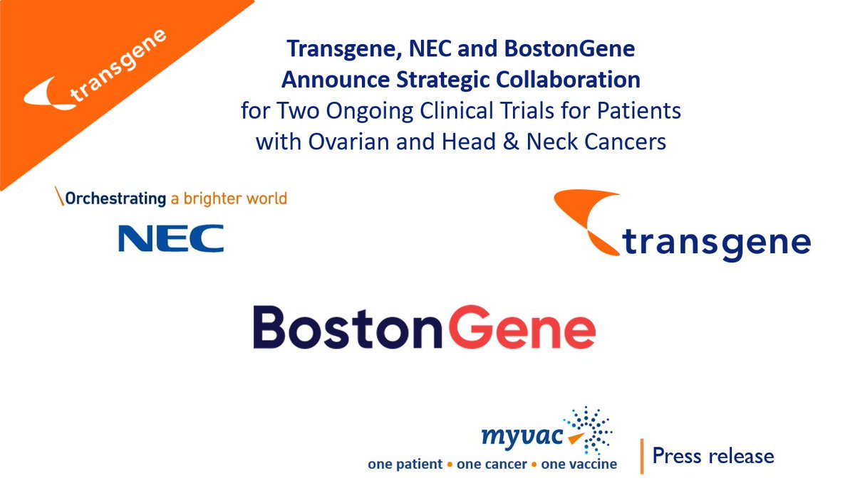 TransgeneSA's tweet image. BostonGene,  @NEC &amp;amp; @TransgeneSA collaborate on 2 clinical trials with our individualized immunotherapy #TG4050. BostonGene’s multi-omics analyses provide insight to better understand each patient’s tumor &amp;amp; the clinical outcome of our treatment.
#myvac #immunotherapeutics