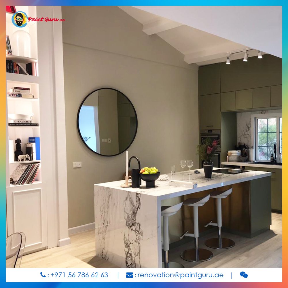 #kitchen is an essential space for food preparation and cooking in any household. At Paintgur.ae we create kitchen designs that are practical yet elegant. Check out our recent FULL KITCHEN RENOVATION work. How does it look? #kitchenreno #kitchenrenovation