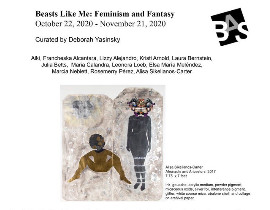deborahyasinsky's tweet photo. I am so happy share, Beasts Like Me: Feminism and Fantasy on view from October 22-November 21 @bronxartspace So grateful for an in person show! Presented as part of @FeministArtCo #bronxgallery #nycgallery #exhibition #feministart #contemporaryart https://t.co/c6UZtOAoXn