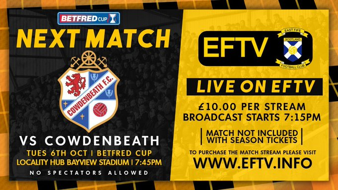 In Group A, we have East Fife vs Cowdenbeath, live at  http://eftv.info  and it's £10 for the live stream, with coverage starting at 7:15pm.  #FifeDerby