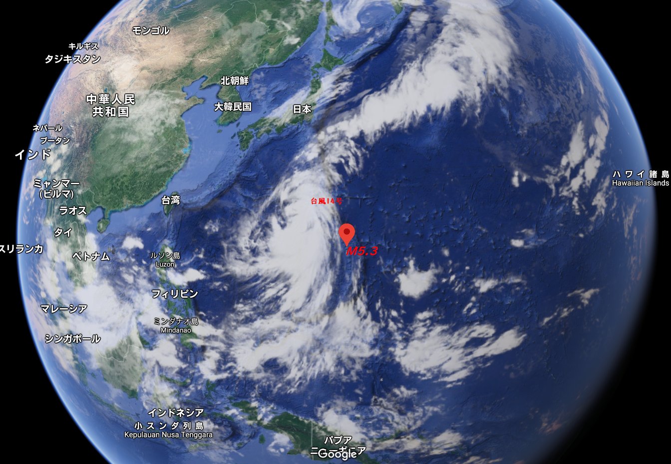 オリオンの風 世界の地震活動 Usgs M5 0以上 地震規模 M 5 3 震源地 北マリアナ諸島 マウグ島地域 時間 10 06 04 04 Jst 震源域 北緯19 5度東経145 339度 深さ 126 5 Km 津波 脅威情報なし マリアナ海溝 付近の中規模深発地震 同海域で