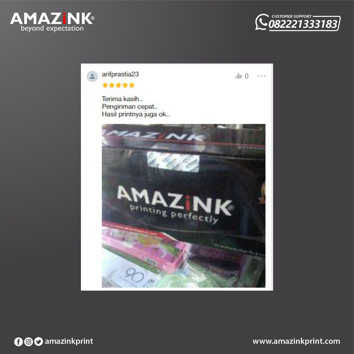 amazinkprint's tweet photo. Sudah banyak pelanggan AMAZiNK yang puas menggunakan berbagai produk AMAZiNK. Selalu gunakan tinta dan cartridge toner AMAZiNK untuk hasil cetak terbaik.

Dapatkan di reseller resmi kami di kota anda atau bisa melalui:
https://t.co/D9dT4pii5f
https://t.co/TUkyPXXxLr https://t.co/mPIeNHysiF