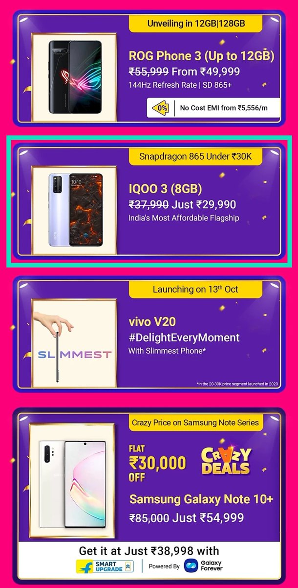 This should be the Cheapest SD 865 phone! (Without 5G)A great device as far as many said, from  @IqooInd !IQOO 3 8+128GB varient under ₹30K! #Flipkart    #BBD  #IQOO  #IQOO3