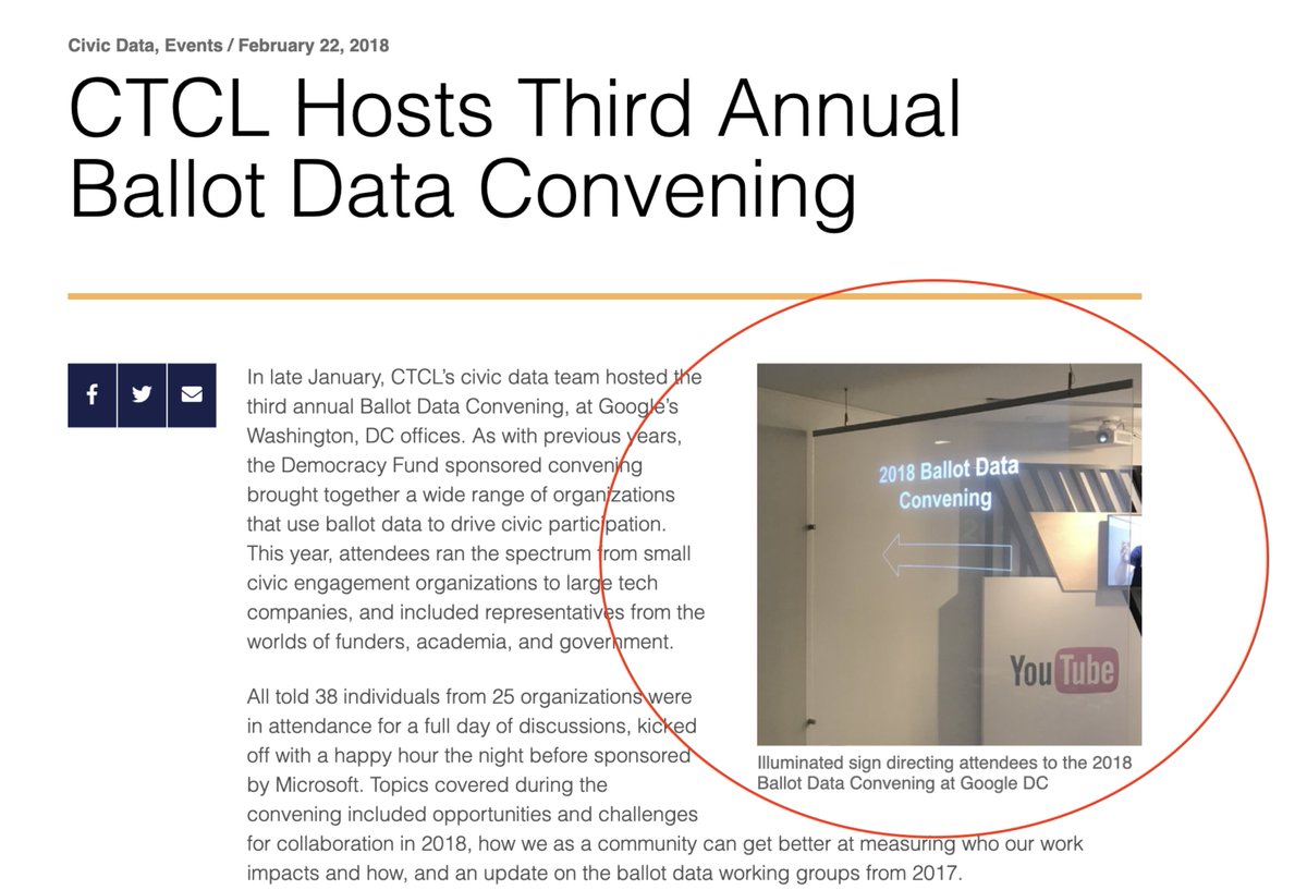 Other  @HelloCTCL corporate partners: Trump-hating, conservative-deplatforming Google-YouTube.Also:  @facebook,  @RockTheVote Knight Foundation Rockefeller Brothers Fund, ebay founder and Never Trumper Pierre Omidyar's Democracy Fund./8