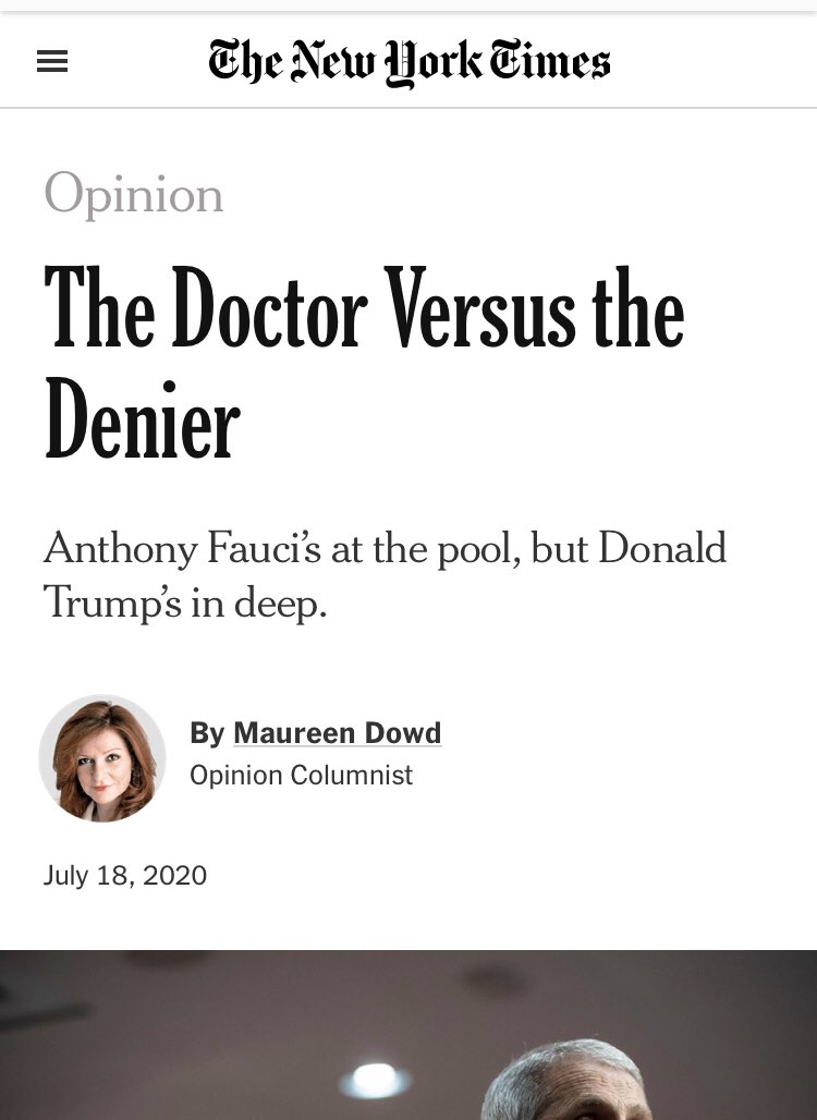 They keep coming. An incredible flip on the merits of doctors from  @maureendowd.