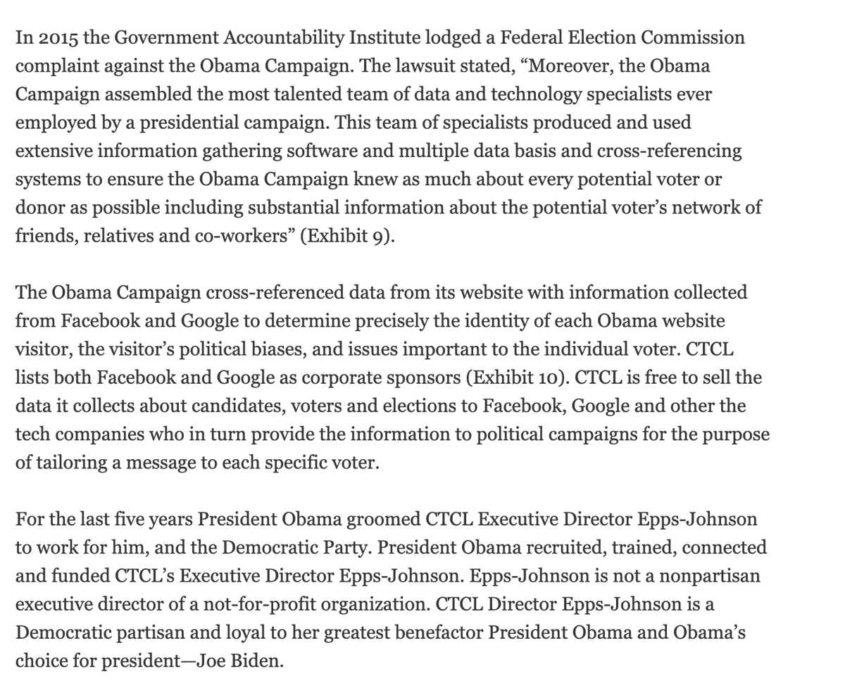 Activist Jay Stone filed complaints in WI & w/ FEC blowing whistle on how  @HelloCTCL is abusing nonprofit privilege to grant $ to heavily Dem cities & counties, w/focus on PA & WI. Pay attention to Obama involvement. Full FEC complaint: https://stoneformayor.com/jay-stones-sworn-wisconsin-election-commission-complaint//9