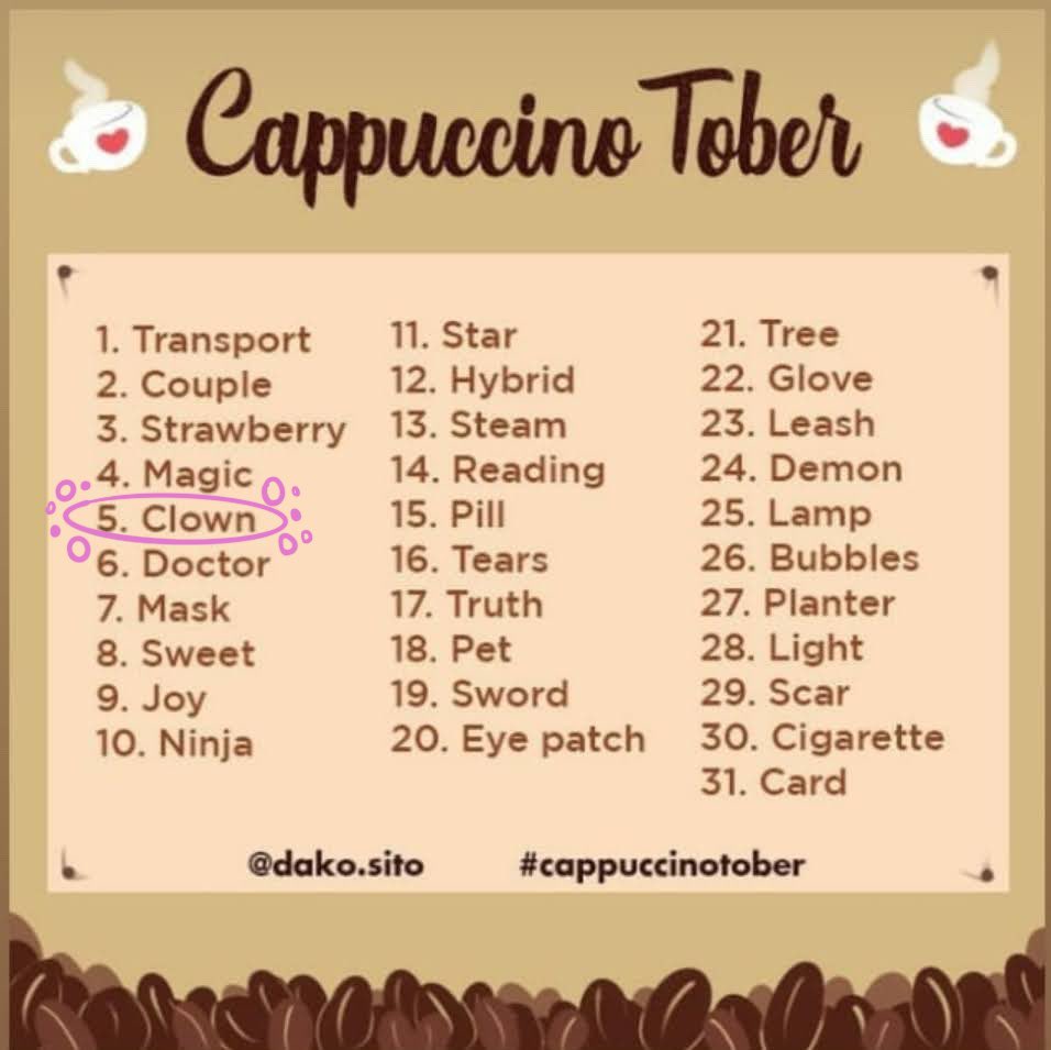 Dantheartist69's tweet photo. CAPPUCCINO TOBER
OCTOBER 5TH - CLOWN
just because she’s a clown doesn’t mean she is happy being one.

#art #ArtistOnTwitter #artchallenge #digitalart #digitalpainting #femaledesign #busty 
#illustration #clowngirl #sfw #sfwart #october4th #digitalartist #octoberartchallenge https://t.co/oe5j4NHzUB