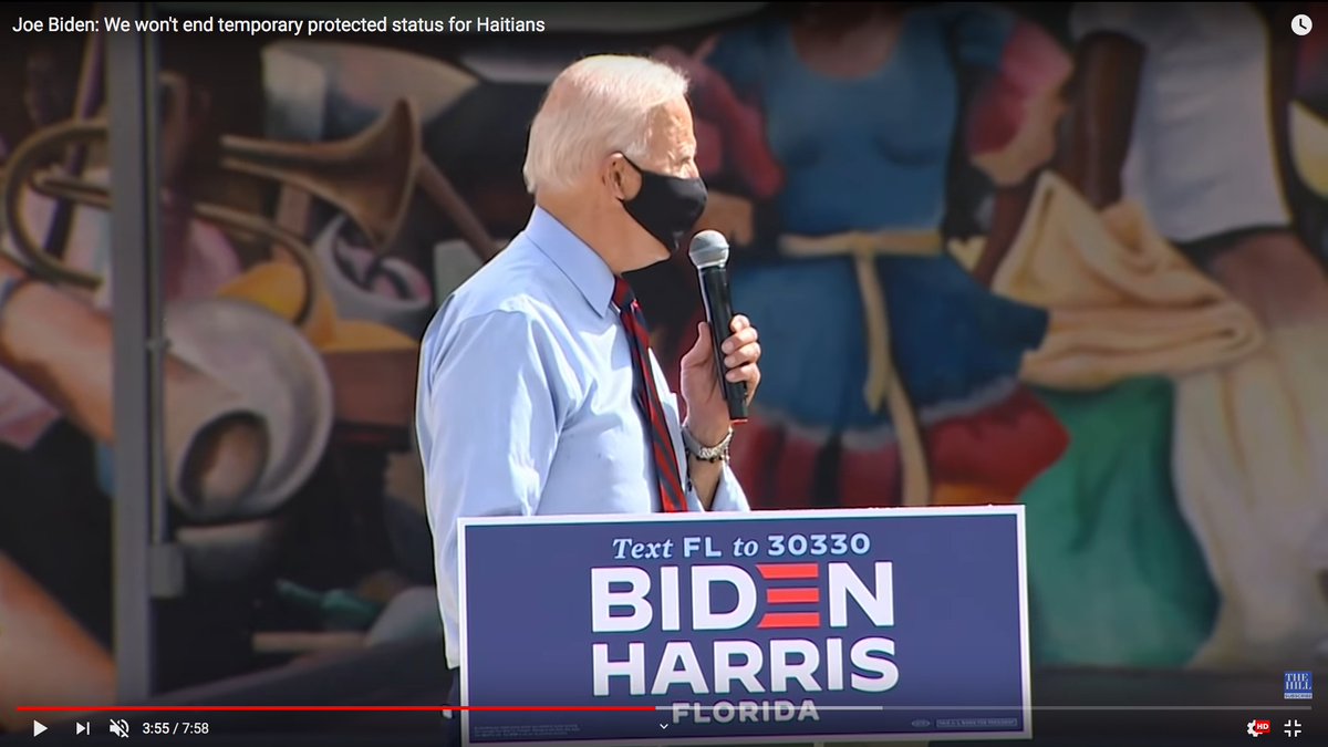 Biden wears a child's mask.It's so small that it yanks his ears forward.He looks like a demonic Keebler elf, or he's got ears for echolocation, like a bat.