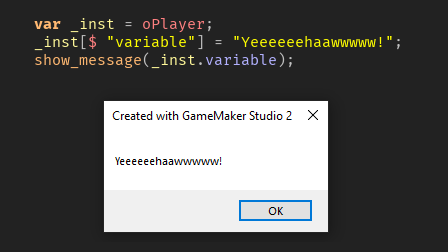 sohomsahaun's tweet photo. #GameMaker 2.3.1 beta introduced struct accessors, and instances are structs under the hood.
That means we do not need variable_struct_get/set nor variable_instance_get/set anymore. π€
#GameMakerTips https://t.co/B0PHirUjuT
