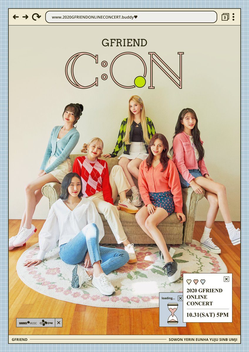 [🔔 #알림]
#여자친구 #GFRIEND  2020 GFRIEND
ONLINE CONCERT [ GFRIEND C:ON ] 안내

📍 공연 일시 : 20.10.31 (토) 17:00 KST
📍 티켓 판매 : 20.10.07 (수) 14:00 KST ~

자세한 사항은 위버스샵 공지에서
확인해 주시기 바랍니다. 
▶ weverseshop.onelink.me/BZSY/f04e5710
