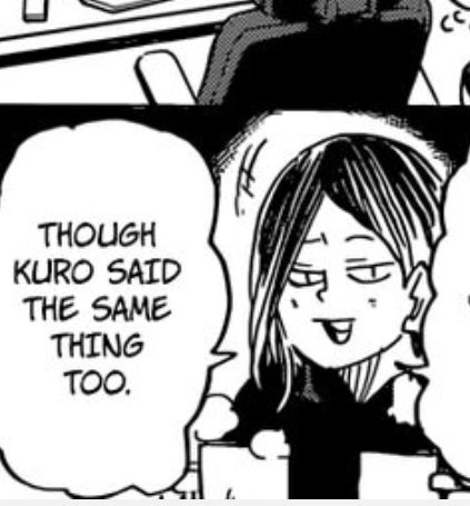 Just wanna bring back how KuroKen can't keep it to themselves that they had to mention each other in their first timeskip appearances. Yes, just soulmate things. 