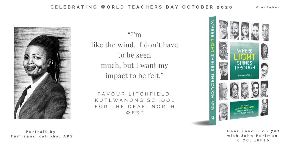 kimonphitidis's tweet photo. Who was the most influencial teacher in Favour's life? Find out with @johnperlman on @702 at 16h20 this afternoon. #candoteachers #wherelightshinesthrough https://t.co/zPkYMB5L09