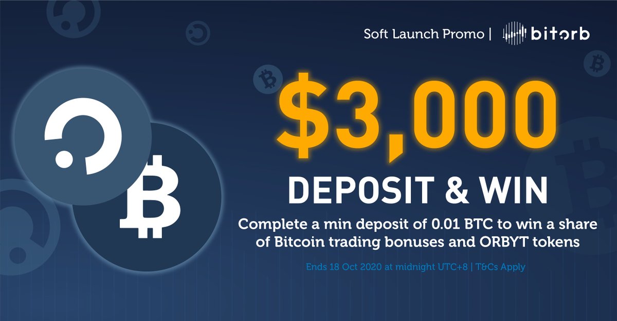BitOrb_official's tweet photo. Win $BTC trading bonus and $ORBYT tokens up to 3,000! 💰
Learn more➡️https://t.co/PyzTCKPDDM
Create BitOrb account➡️https://t.co/Xkru18q9vK
#promotion #giveaway #tradingbonus #bonus $BTC $ORBYT #BitOrbSoftLaunch https://t.co/QNWfs6yJli