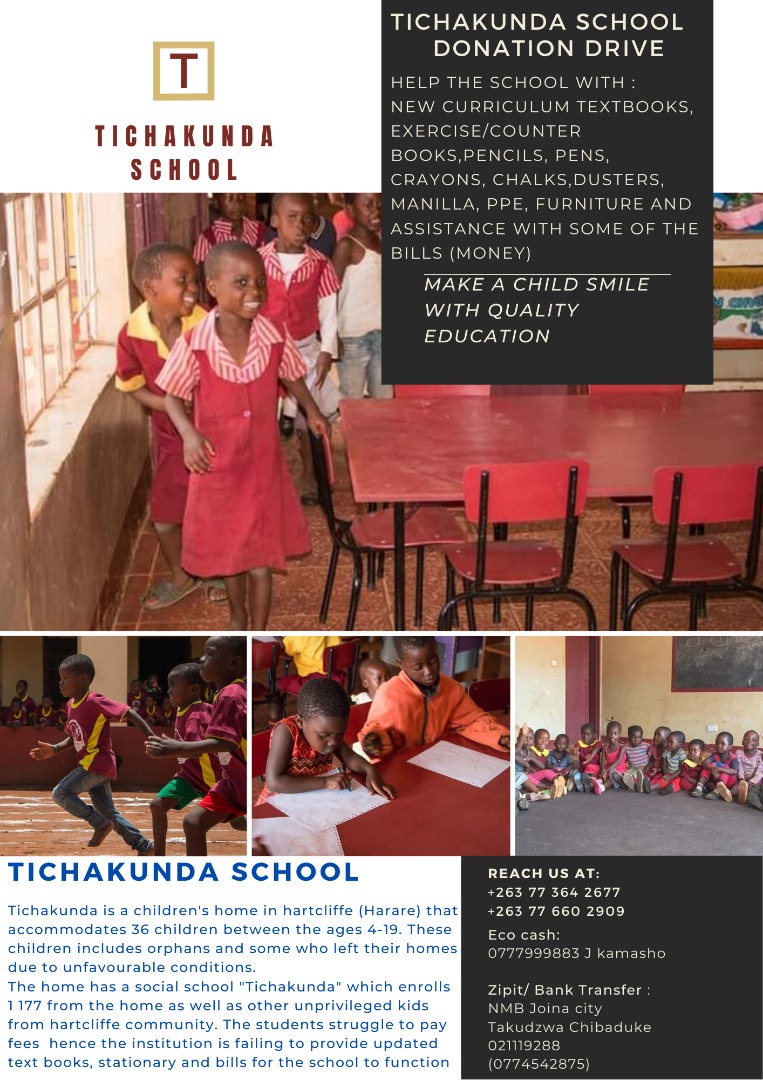 make_campaign's tweet image. Make a child at Tichakunda Children's Home smile this October, donate a dollar or more to help out the unprivileged kids when schools open.
