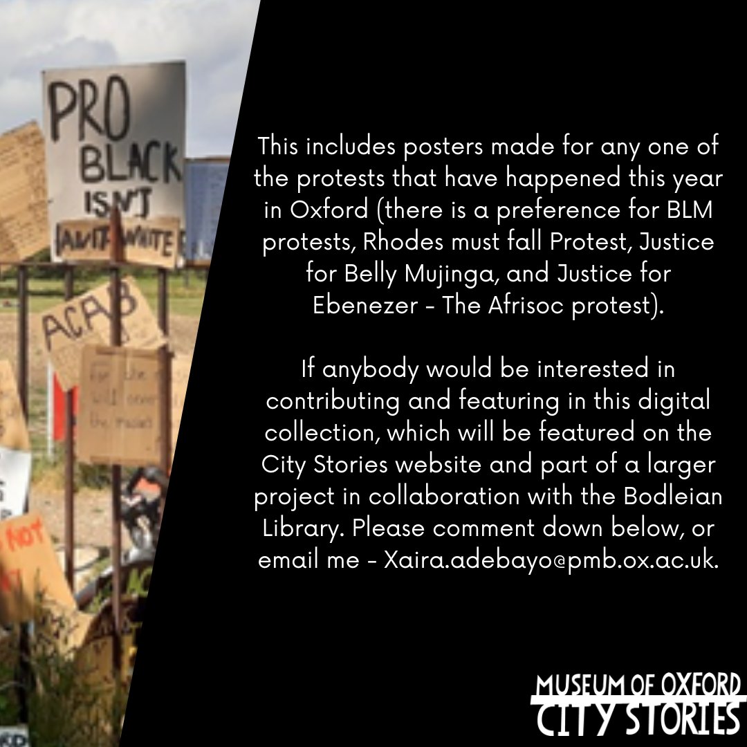 A message from Xaira who is working for us and @bodleianlibs on a fascinating project called #ProtestPowerAndPosters. 

#BlackHistoryMonth2020
#BlackLivesMatter #TBH365 #MuseumsAreNotNeutral #HiddenHistories #Oxford #RhodesMustFall