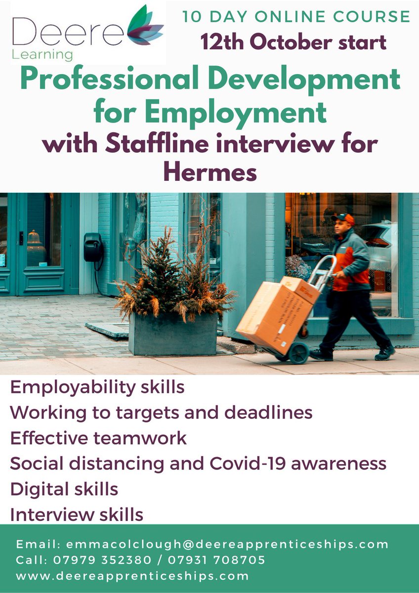 Hermes Castle Donington routeway and interview. 19+ Employability course and interview (must complete the course to qualify). #ChristmasJobsTakeover 
#NottinghamJobs #NorthNottsJobs #NottsYP 
info@deereapprenticeships.com 
buff.ly/39evVpS