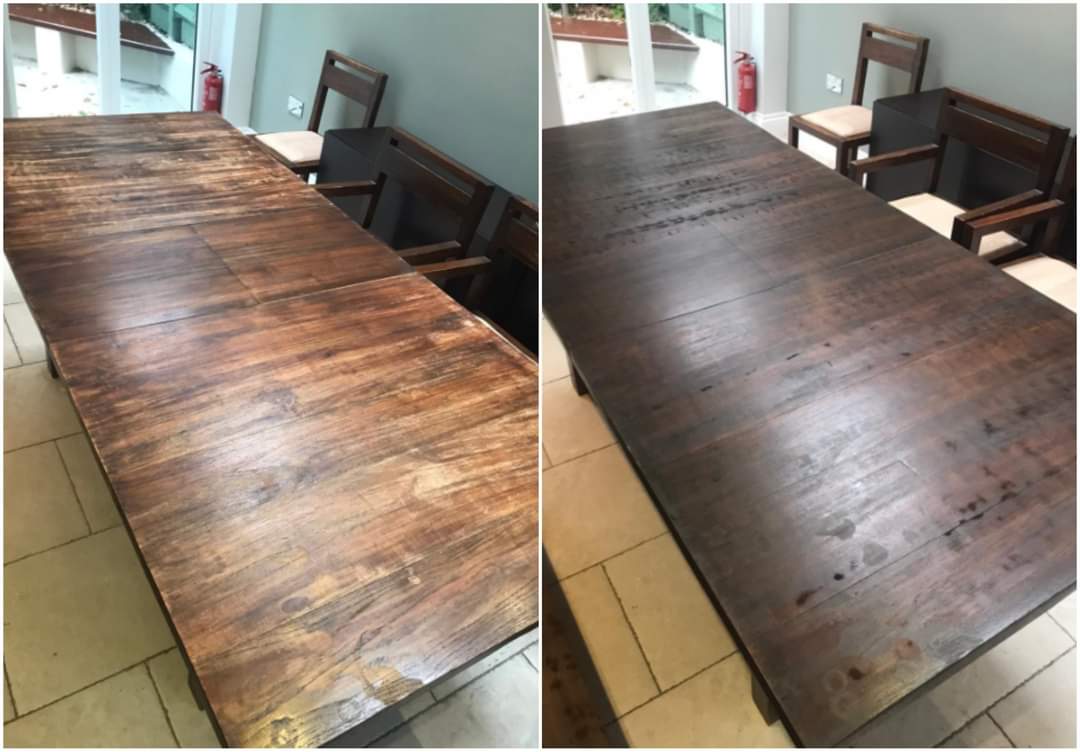 Furniture Clinic on X:  Puts a lovely sheen on it I used Furniture  Clinic's Walnut Wood Stain on my wooden dining room table to restore the  colour then the Boiled Linseed