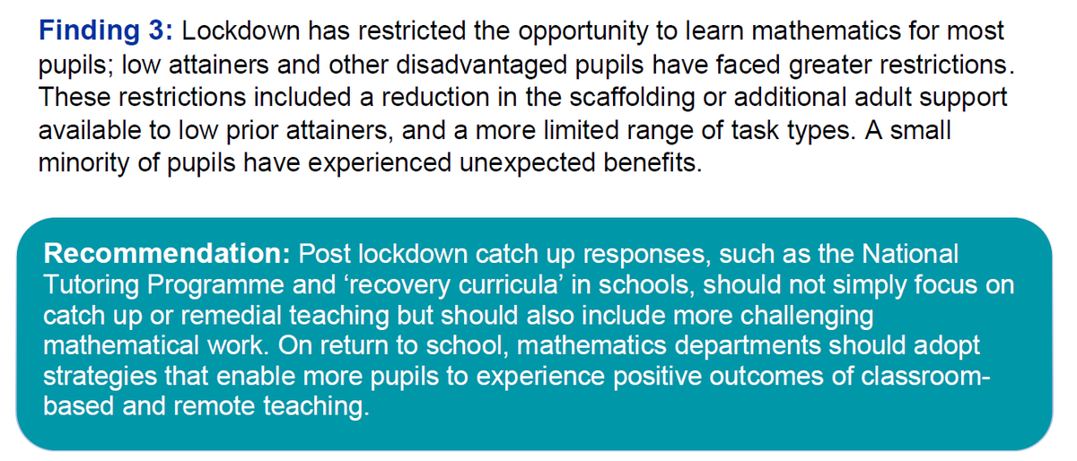 Grouping Study (@groupingstudy) on Twitter photo Our study in remote #maths teaching during COVID-19 found that pupils opportunity to learn was restricted with less adult support and limited tasks <a href="/GroupingStudy/">Grouping Study</a> recommends maths teams and <a href="/NTProgramme/">National Tutoring Programme</a> set challenging work alongside catch up work. More at discovery.ucl.ac.uk/id/eprint/1011… Our study in remote #maths teaching during COVID-19 found that pupils opportunity to learn was restricted with less adult support and limited tasks <a href="/GroupingStudy/">Grouping Study</a> recommends maths teams and <a href="/NTProgramme/">National Tutoring Programme</a> set challenging work alongside catch up work. More at discovery.ucl.ac.uk/id/eprint/1011…