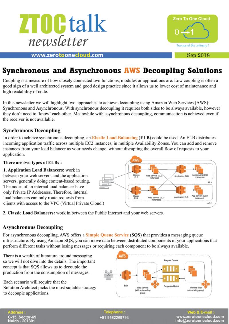 'Synchronous and Asynchronous AWS Decoupling Solutions'

#Decoupling #synchronous #asynchronous #applicationArchitecture #IaaS #AmazonELB #AmazonSQS #CloudArchitect #SolutionsArchitect #AWS #Cloud #CloudComputing #ZeroToOneCloud #ZTOCtalk #ZTOC #TranscendTheOrdinary