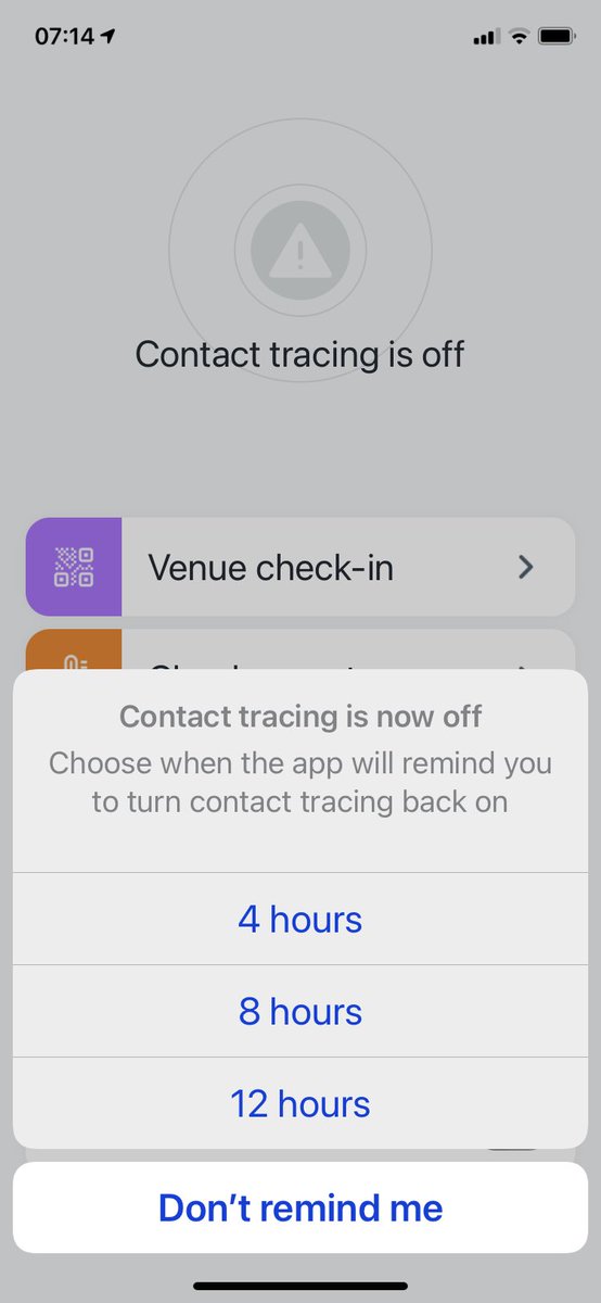 barold1967's tweet photo. @NHSCOVID19app  contact tracing has turned itself off on my iPhone XR (iOS 14.0.1) and I can’t see how to turn it back on ?
I haven’t changed any settings and when I try to turn it back on the app (which is up to date) just gives me a reminder option ? #NHSCOVID19app https://t.co/H4Fo63N1oV