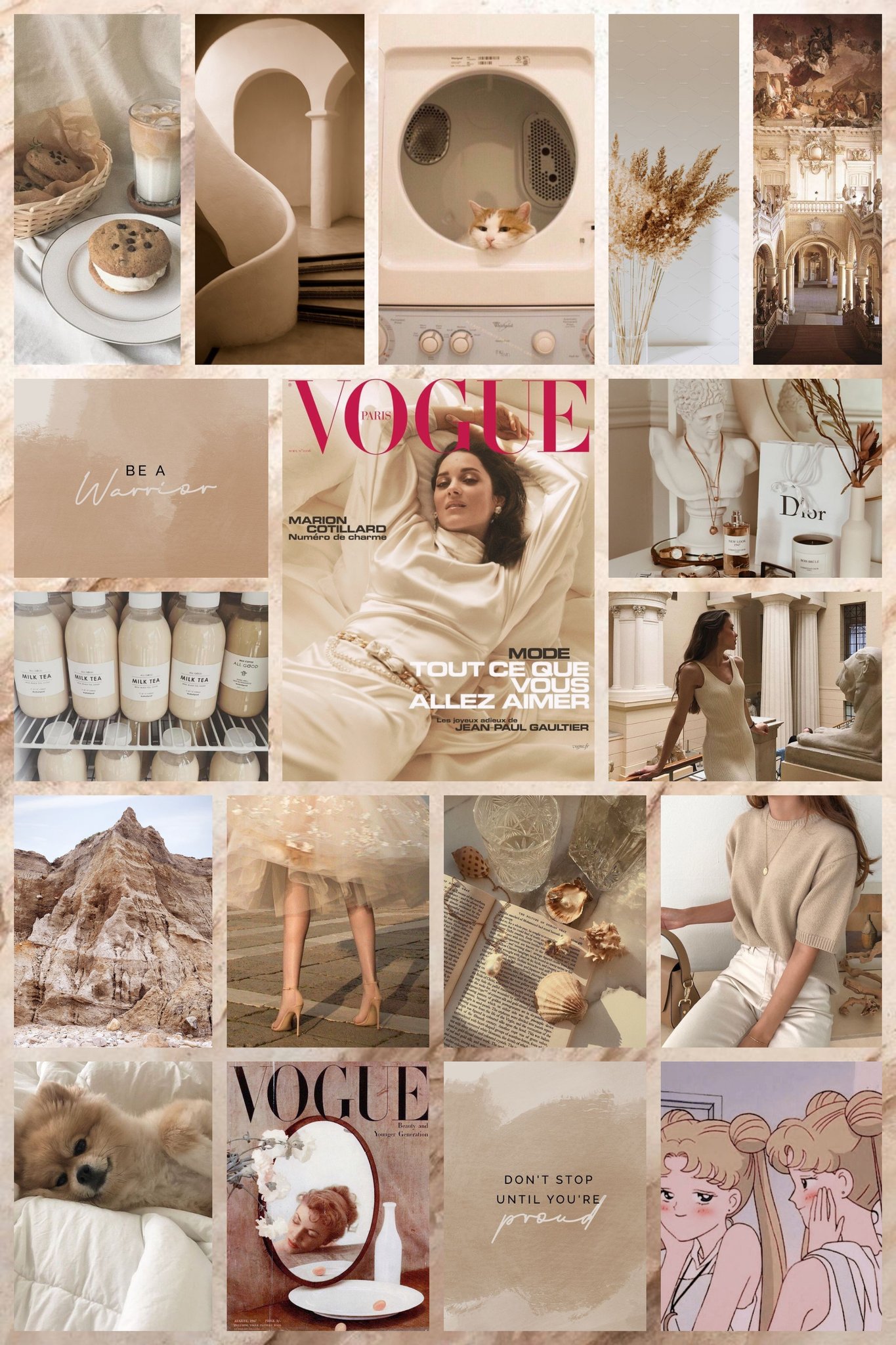 Beige aesthetic bonito chic collage fashion light moodboard simple  white HD phone wallpaper  Peakpx