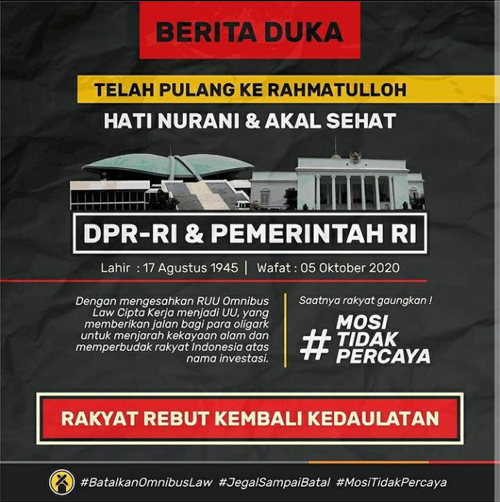 Firdynando3's tweet photo. #MosiTidakPercaya
#batalkanOmnibusLaw
#JEGALSAMPAIBATAL https://t.co/Oa9UjUvfD5