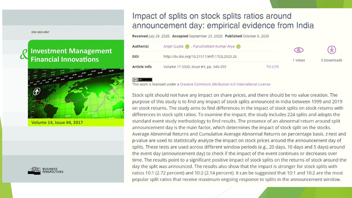 imfi_journal's tweet photo. 🔗 https://t.co/7yD2UTUoM1
📰 Impact of #splits on #stock splits ratios around announcement day: empirical evidence from India
👤 Anjali Gupta , Purushottam Kumar Arya
#abnormalreturns, #announcementday, #eventstudy, #splitfactor, #tradingrange https://t.co/z5rovBKhnC