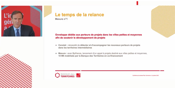 BanqueDesTerr's tweet photo. " Le temps de la #relance, c'est le temps d'accompagner les nouveaux projets qui s'adaptent à ce nouveau monde. C'est le temps du #circuitcourt et enfin c'est le temps de repenser les bâtiments via des foncières. " @oliviersichel  #AvosCôtés #PlanCommerce #PlanDeRelance https://t.co/iXFSh2CvCB